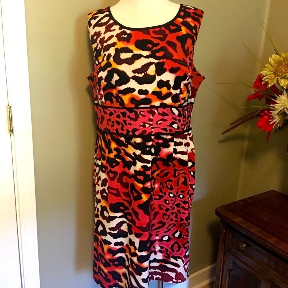 Cato leopard print dress 16. Colors great for fall. Lined, tank style.